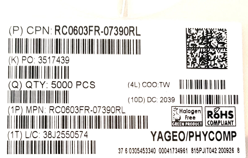 RC0603FR-07390RL